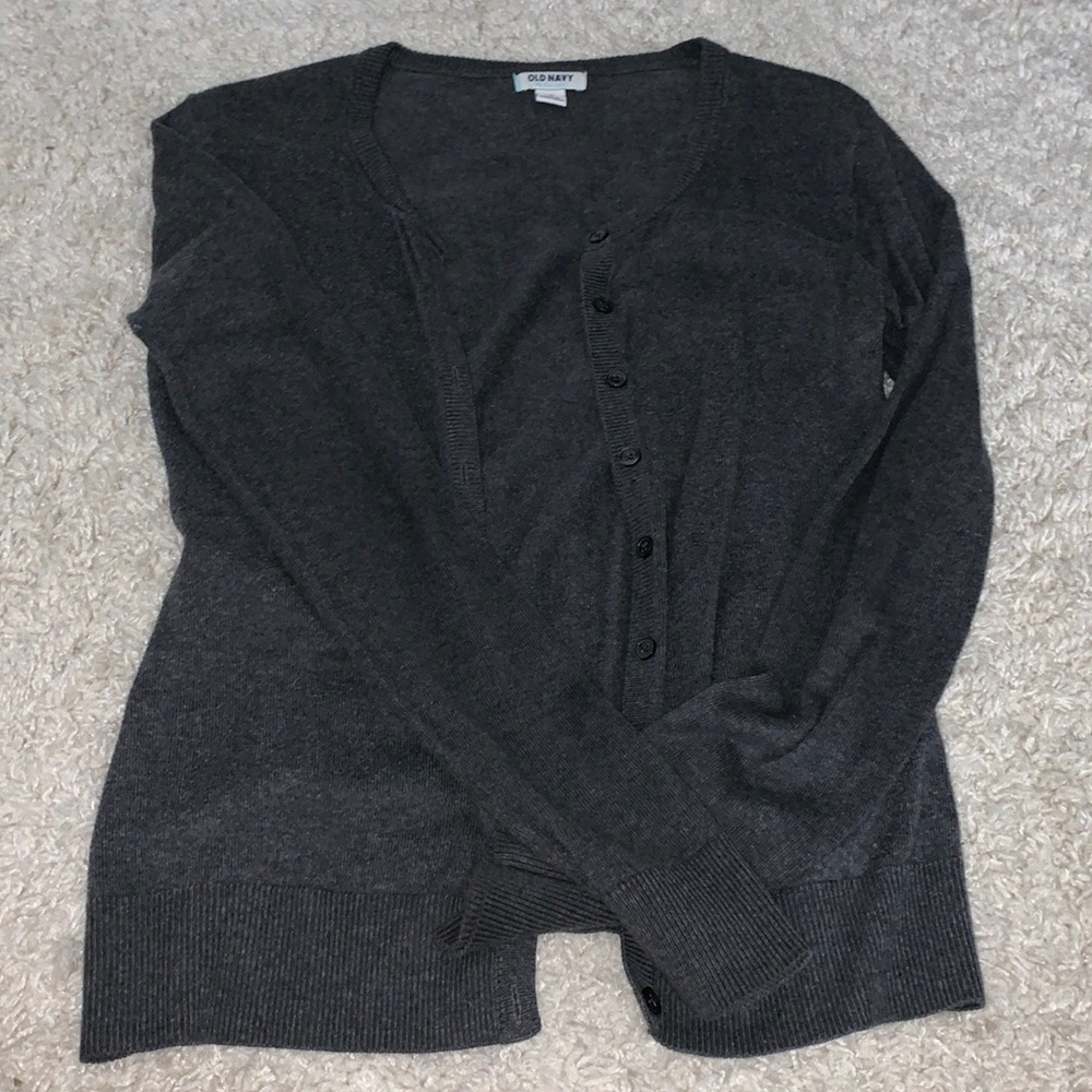 grey button up cardigan